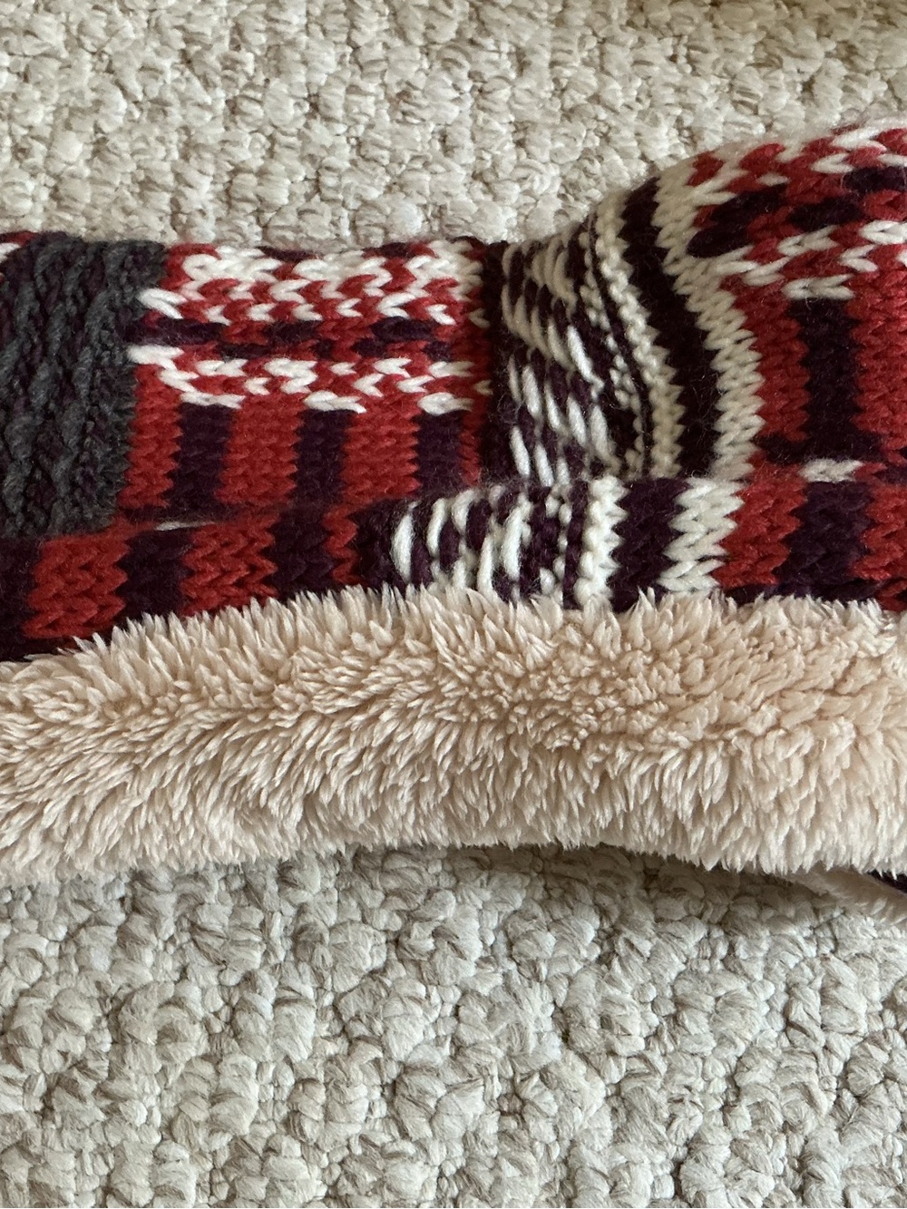 Fair Isle Knit Neck Warmer with Matching Fleece Convertible Mittens - Picture 2 of 7